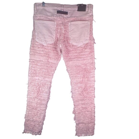1017 ALYX 9SM X Blackmeans Pink Shredded Straight Leg Denim Jeans Mens Size 34 - Picture 4 of 11